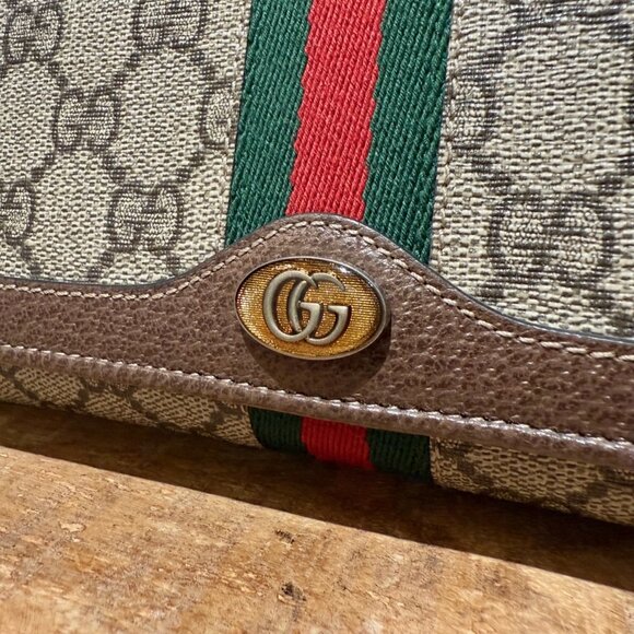 Gucci Brown Supreme GG Ophidia Wallet On Chain - Picture 2 of 16